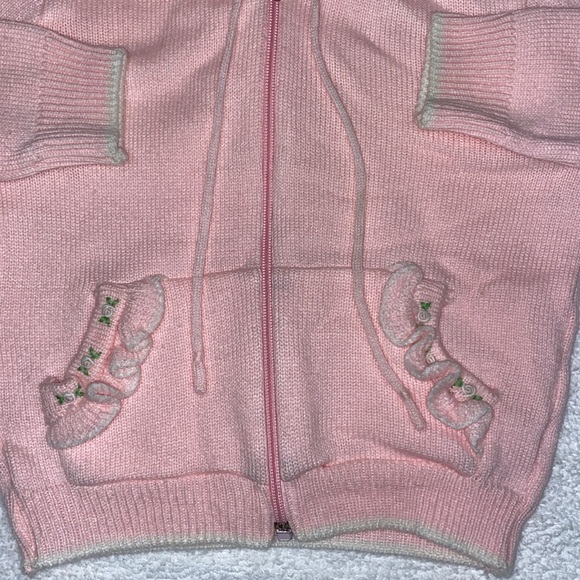 Vintage sears Winnie the Pooh acrylic pink knit hooded sweater 18/24m - Picture 3 of 9